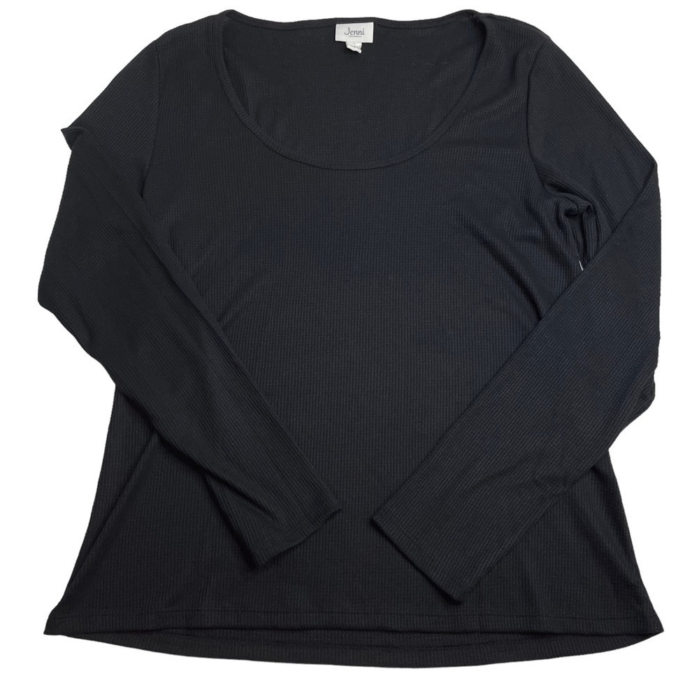 Jenni Solid Long Sleeve Pajama Top in Black Medium
